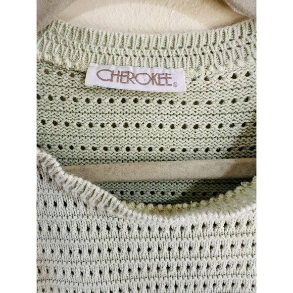 Cherokee Vintage Women's Mist Green Open Knit Sweater, Size XL - Picture 2 of 3